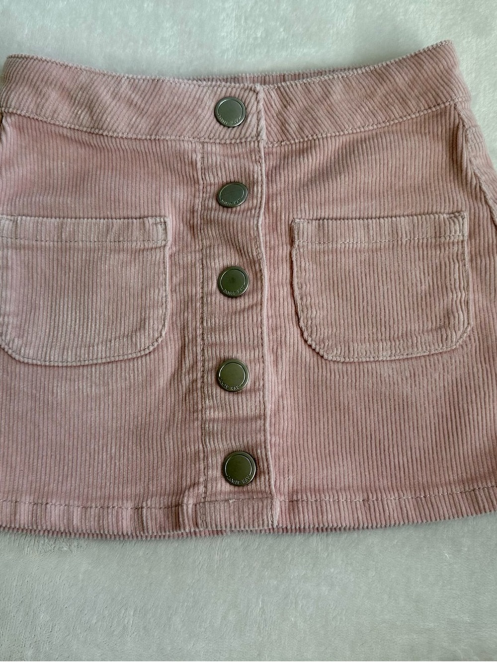 Jamie Kay Blush Corduroy Button-Front Mini Skirt